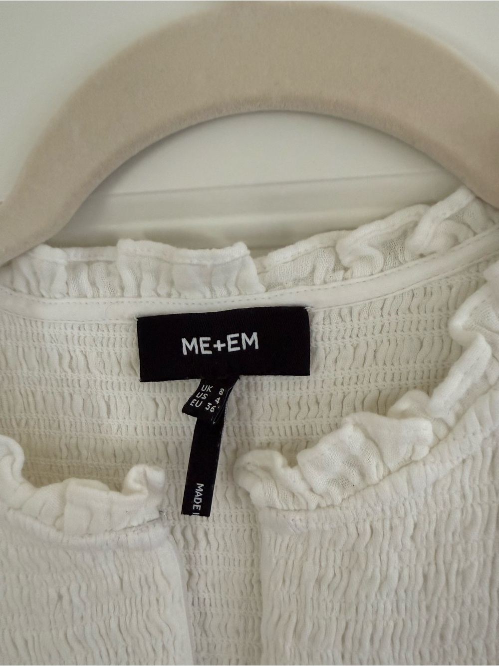 ME+EM White Textured Short Sleeve Blouse with Ruffle Edges - Picture 2 of 2